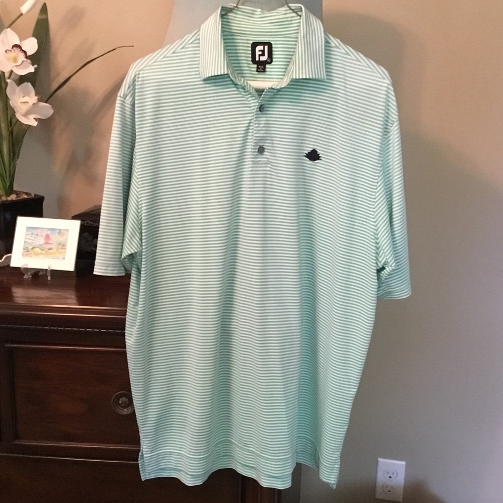 FootJoy Mint Green & White Striped Polo Shirt